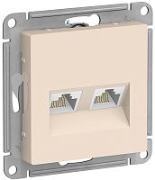 Розетка компьютерная без рамки Systeme Electric AtlasDesign 2-м. RJ45+RJ45 5e бежевый картинка